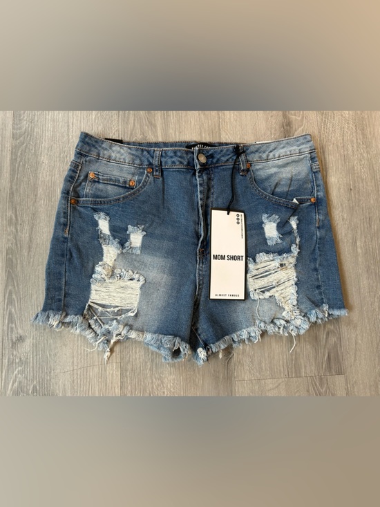 Almost Famous Pants - Almost Famous Blue Distressed Mom Denim Shorts size 11